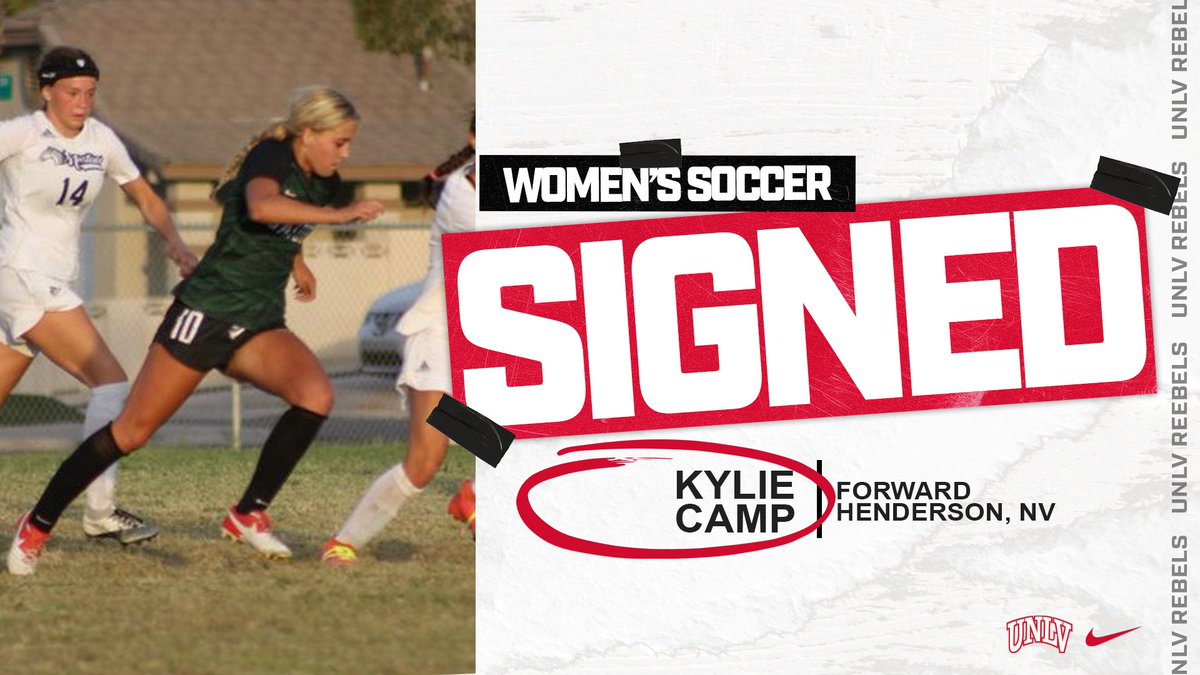 UNLVwSoccer's tweet photo. Another #Vegas native staying home to represent her hometown‼️ Welcome 𝙆𝙮𝙡𝙞𝙚 𝘾𝙖𝙢𝙥‼️

✔️ 𝒮𝒾𝑔𝓃𝑒𝒹
📍Henderson, NV
⚽️ Forward

#BEaREBEL #SigningDay ⚫️🔴⚫️🔴 https://t.co/QUjhkKPPCL