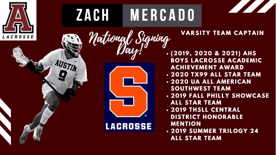 AHSMaroonsLax's tweet photo. Congrats to @ZachMercado3 (Syracuse) and @millermarkslax1 (Colgate) for making it official!  We can’t wait to see you play in college. @CuseMLAX @ColgateMLax @FlxAtx @CoachJRuggeri https://t.co/crTjiLxiys
