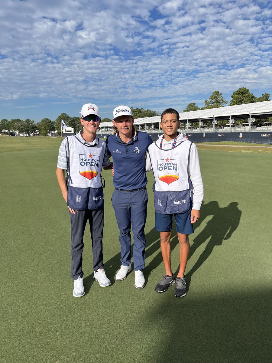 AHSEagleGolf's tweet photo. Awesome experience today for a couple of our players getting to caddy in the pro am of the Houston Open with Cam Smith and Ryan Palmers as the professionals in their group. Thanks @houstonopen and @PGATOUR for the experience. @clayton_land1 @MJ16208198 #HoustonOpen #PGATour https://t.co/ayY5Sr9dmr