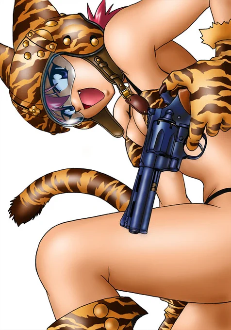 #いい銃の日 
銃って描かないんだよね～。22年前のイラストならあった。リボルバーはパイソンしか知らなかった時代。 