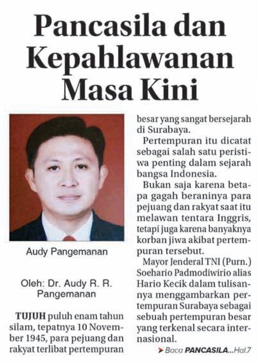 audypangemanan's tweet photo. Bagi bangsa Indonesia, nilai-nilai tersebut adalah apa yang kini kita sebut sebagai Pancasila sejak dikemukakan Presiden Soekarno pada 1 Juni 1945. Bung Karno menyebut Pancasila secara murni digali dari kepribadian atau watak asli manusia dan bangsa Indonesia.
#salampancasila 🤚 https://t.co/WdNZZ2Rj4Y