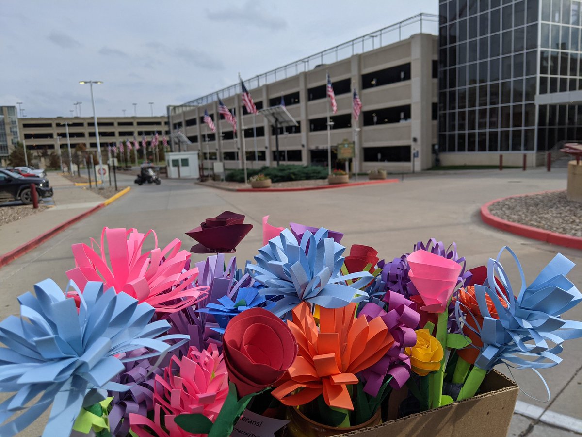 LClarkLSEarts's tweet photo. Today we delivered 24 beautiful bouquets of flowers, made by our 2nd &amp; 4th graders out of painted recycled containers &amp; construction paper to the Veterans' Hospital. 
Thank you, Veterans! 
@LSEArts @VAColumbiaMO @LaceyLSEArts @KolLSEArts @GuiseLSEArts @HelmLSEArts @donohoLSEArts https://t.co/GpyBSBvPbu