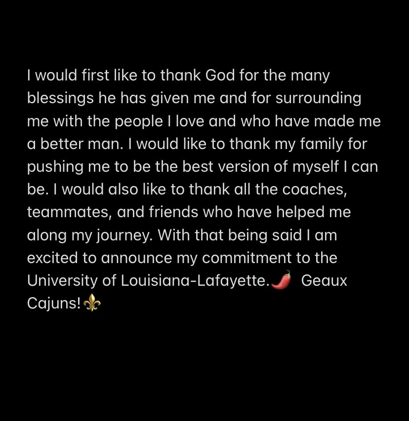 DoucetConner's tweet photo. Committed. #GeauxCajuns ⚜️🌶 https://t.co/CgpyzmDlpZ
