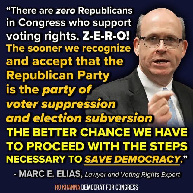 Zero Republicans in the Senate support voting rights. 

ZERO!