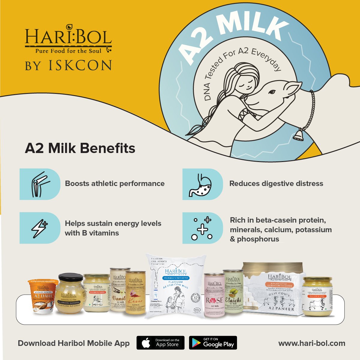haribolmilk's tweet photo. Haribol brings all the goodness and nourishment from our Desi Gir Cow's Milk. Enjoy the taste of authentic, unadulterated, pure milk and dairy products. Order Now #SwitchToA2 #Haribol #ISKCON https://t.co/H1wzPZZazf