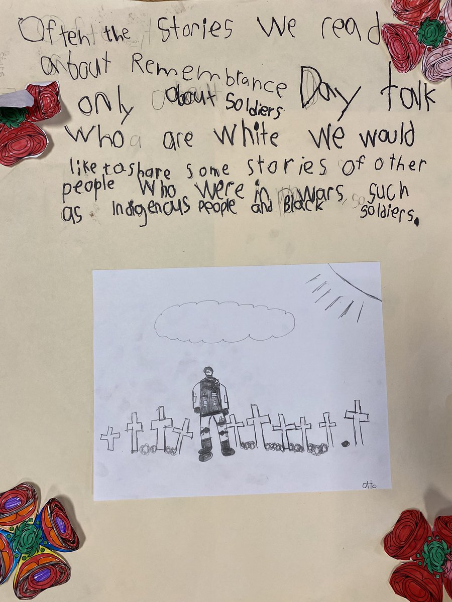 educ4peace's tweet photo. One of a collection of posters by Division 12 for Remembrance Day. Proud of these students and their learning and caring. @JKEschool #think35 https://t.co/q8t0eE0wHC