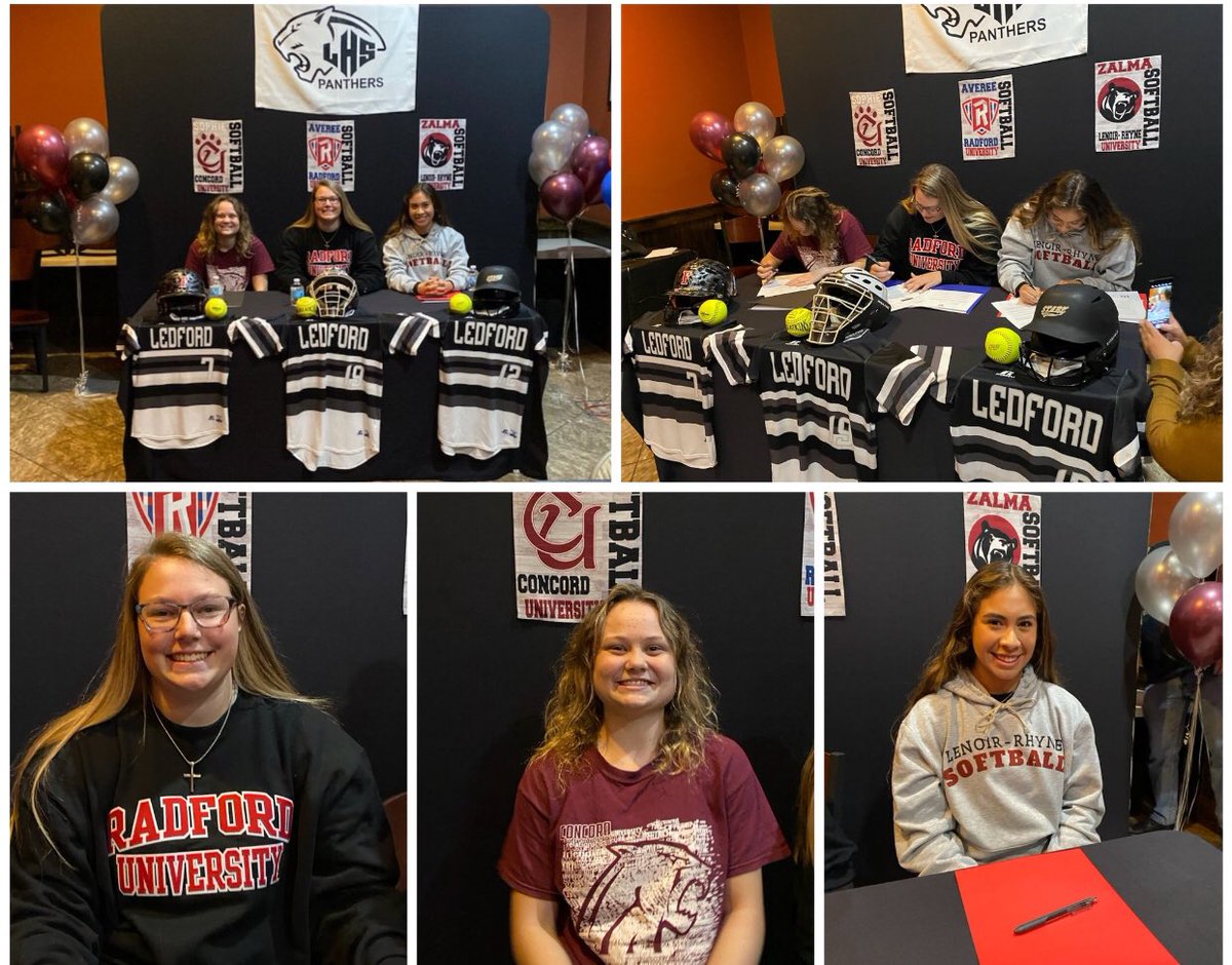 Ledfordsoftball's tweet photo. Awesome news on NSD for Ledford Softball! We are so proud of Averee Atkins, Sophie Conger and Zalma Ontiveros on their hard work and dedication to get to the next level! Congratulations on achieving this outstanding goal! We are so proud of you! https://t.co/NFVSujFUjD