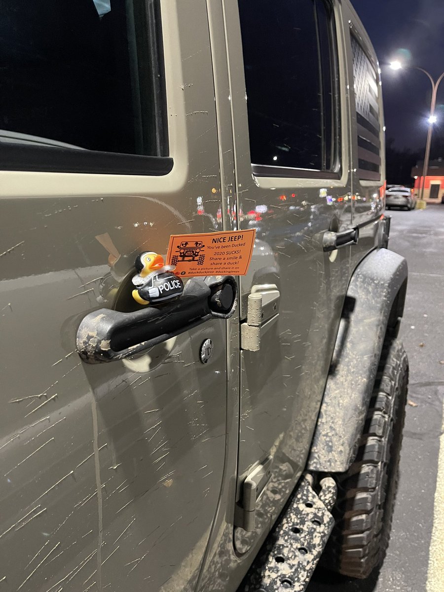 AmmoChief1's tweet photo. Got Ducked!!!  This was awesome to see when coming out to the jeep.  #duckduckjeep #duckingjeeps https://t.co/Z316Et7aZ2