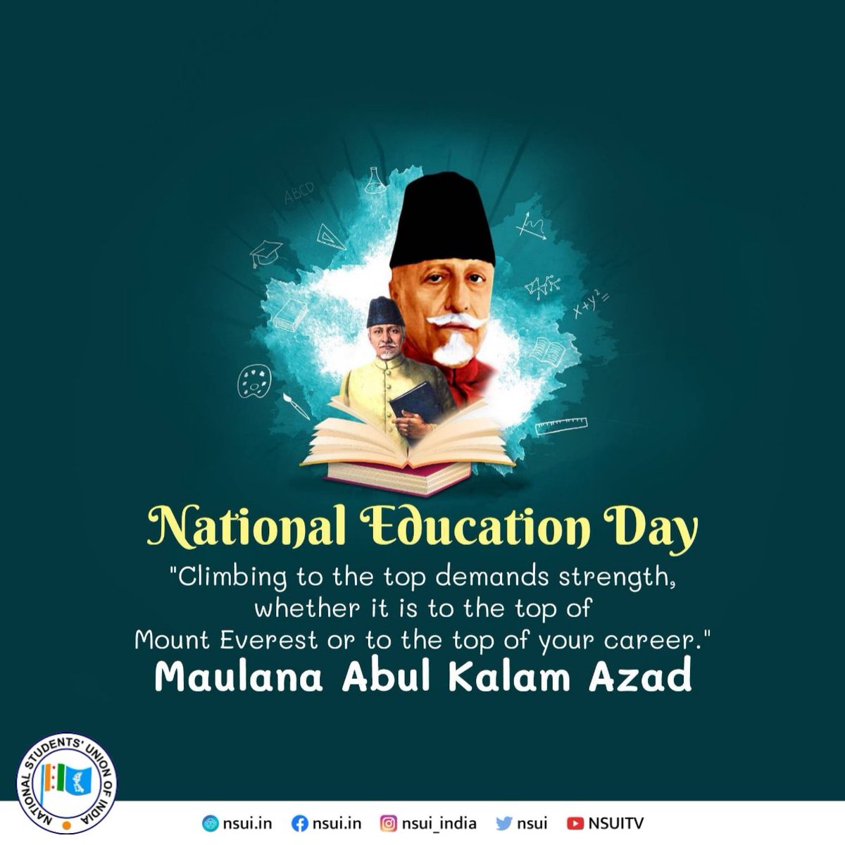 nsui's tweet photo. Humble tributes to India's first Education Minister, #MaulanaAbulKalamAzad on his Birth Anniversary.

Let this day be a realization to motivate the young generation to strive for excellence in the field of education for the overall development of the country
#NationalEducationDay https://t.co/SzDzJ8DfHr