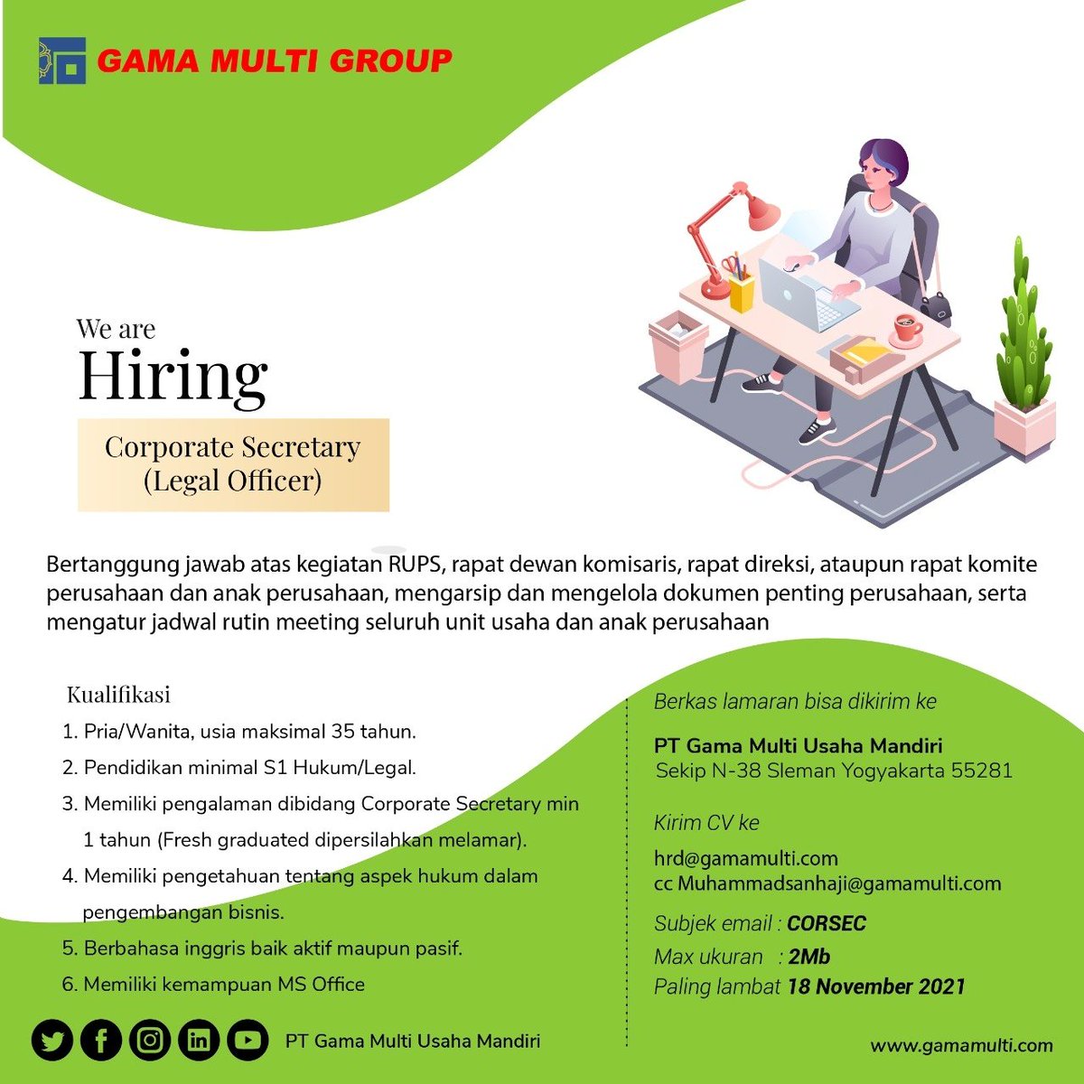 gmum_group's tweet photo. Mari bergabung bersama kami Gama Multi Group, Perusahaan Induk Universitas Gadjah Mada.

Maju dan berkembang bersama kami.

Untuk informasi lebih lanjut kunjungi website kami di https://t.co/f37SBdKg5h

#lowongankerja #job #vacancy #jobvacancy https://t.co/RNBr66F2uP