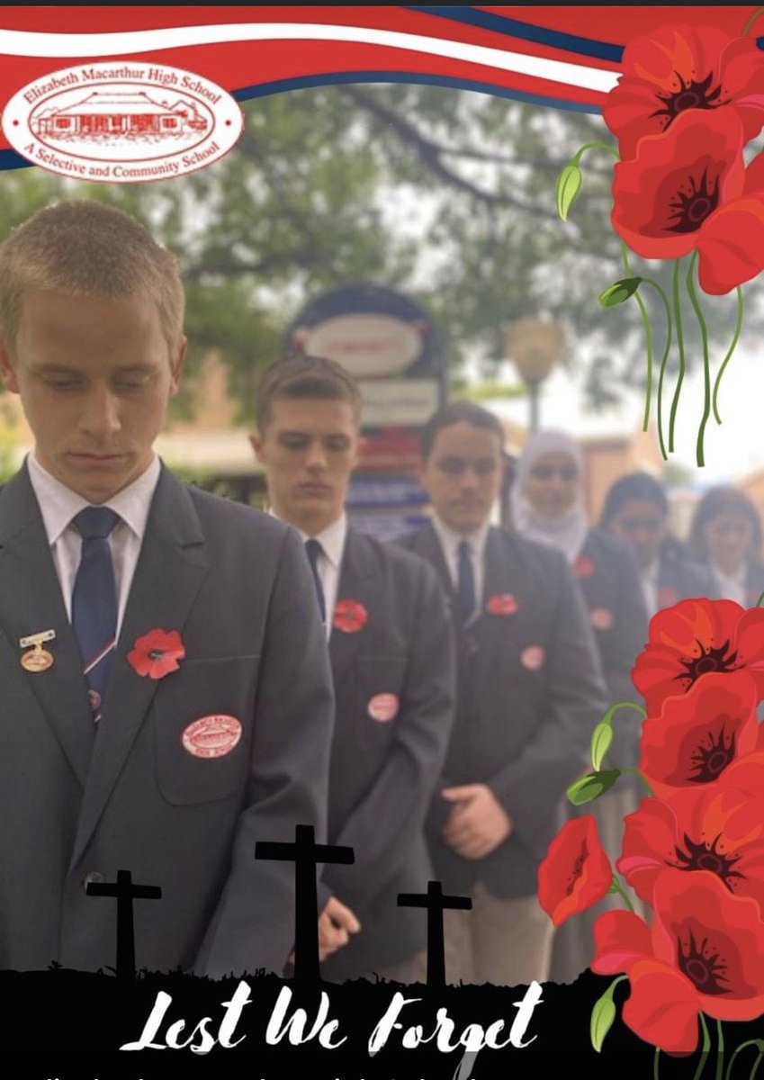 emhs8584's tweet photo. On the 11th hour of the 11th day of the 11th month, Elizabeth Macarthur High school remembers all those fallen in war. 
"At the going down of the sun and in the morning, 
we will remember them. 
LEST WE FORGET."
#LoveWhereYouLearn https://t.co/APNNTZf2ym