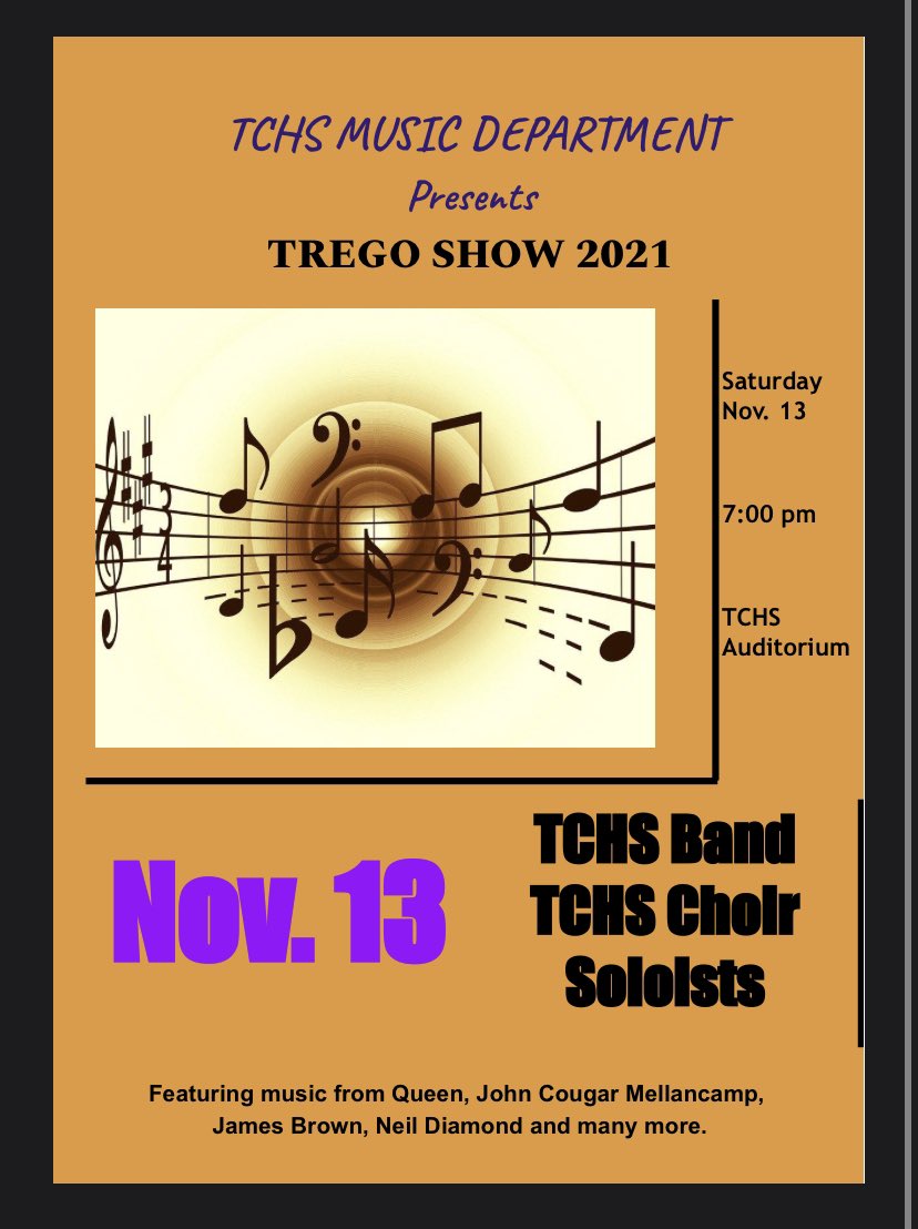 randys67's tweet photo. Trego Show with the TCHS Band and Choir. Saturday November 13, 7:00 pm https://t.co/YsyJOPHNRv
