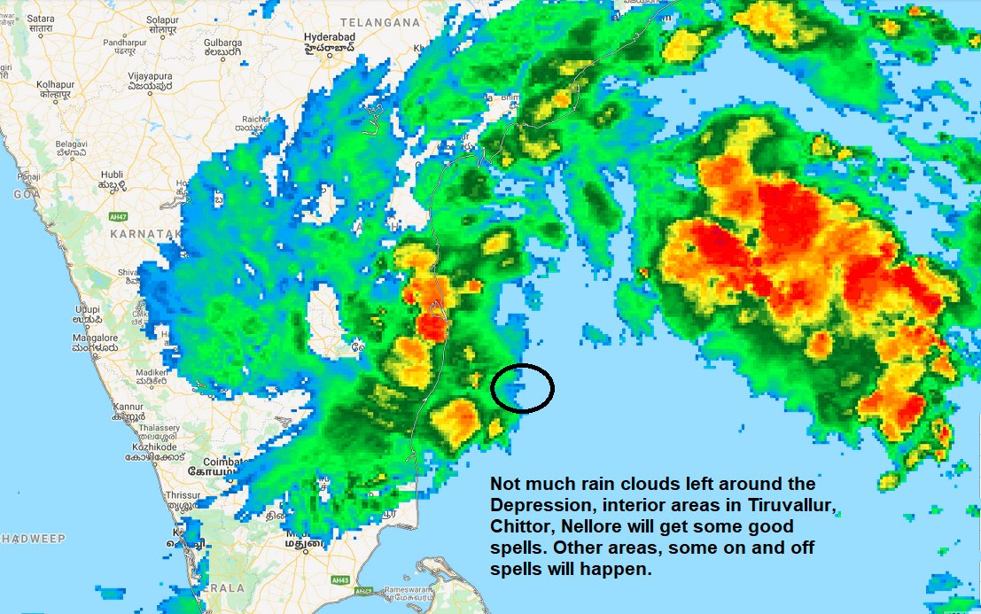 praddy06's tweet photo. Worst is over and occasional rains will happen. It will be windy till Depression crosses North Chennai-Sriharikota belt by evening. On average 150 mm rainfall reported in Chennai and KTC belt and some stations 200 mm too.

Rainfall recorded lake inflows  - https://t.co/WoUHUGXbJs https://t.co/LQek7wtBd9