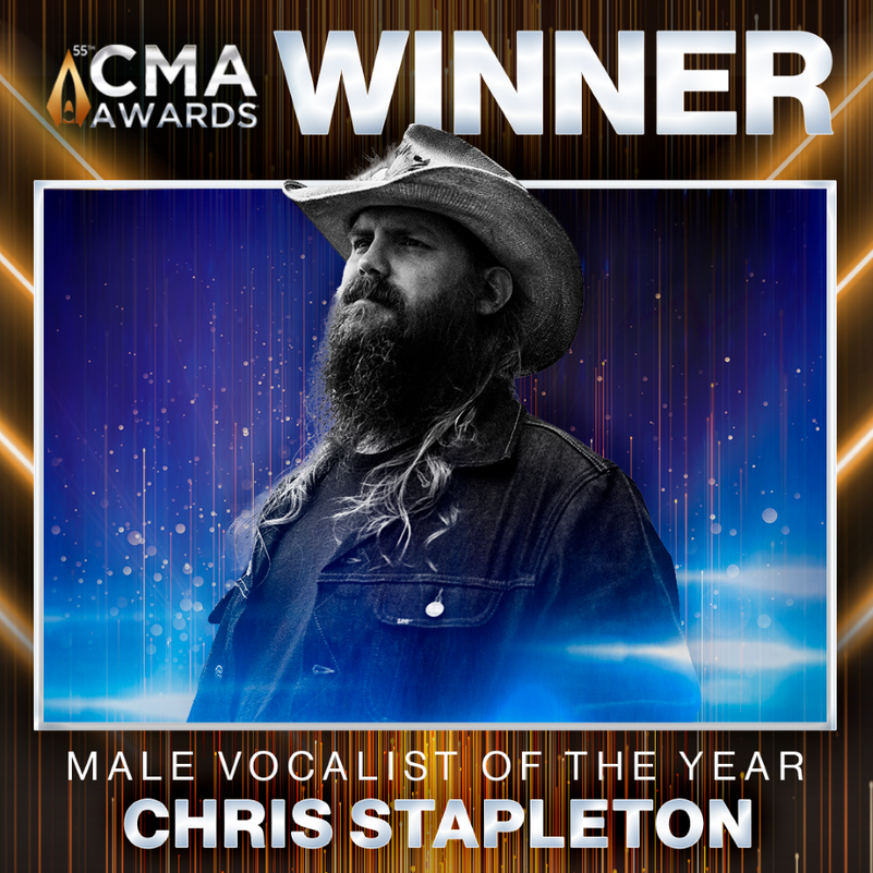 The CMA Award for Male Vocalist of the Year goes to...<a href="/ChrisStapleton/">Chris Stapleton</a>! Congratulations! 👏 #CMAawards