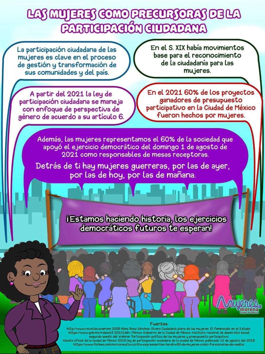 semujmorenacmx's tweet photo. 🔴Hoy en la @semujmorenacmx estrenamos nueva infografía: Las mujeres como precursoras de la participación ciudadana. ¡Si te gusta regálanos un like y ayúdanos a compartir para que el mensaje llegue a todos lados! https://t.co/ig9HQs6G1Q