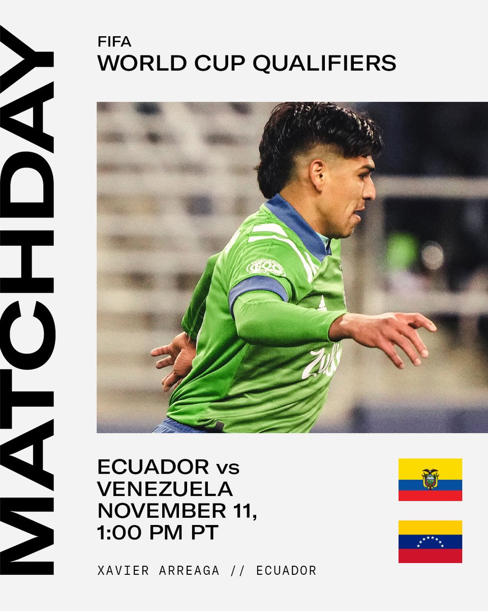 SoundersFC's tweet photo. World Cup Qualifier Matchday! π
Best of luck to πͺπ¨ Xavi & π¨π΄ Yeimar! https://t.co/1fFZby4SJS
