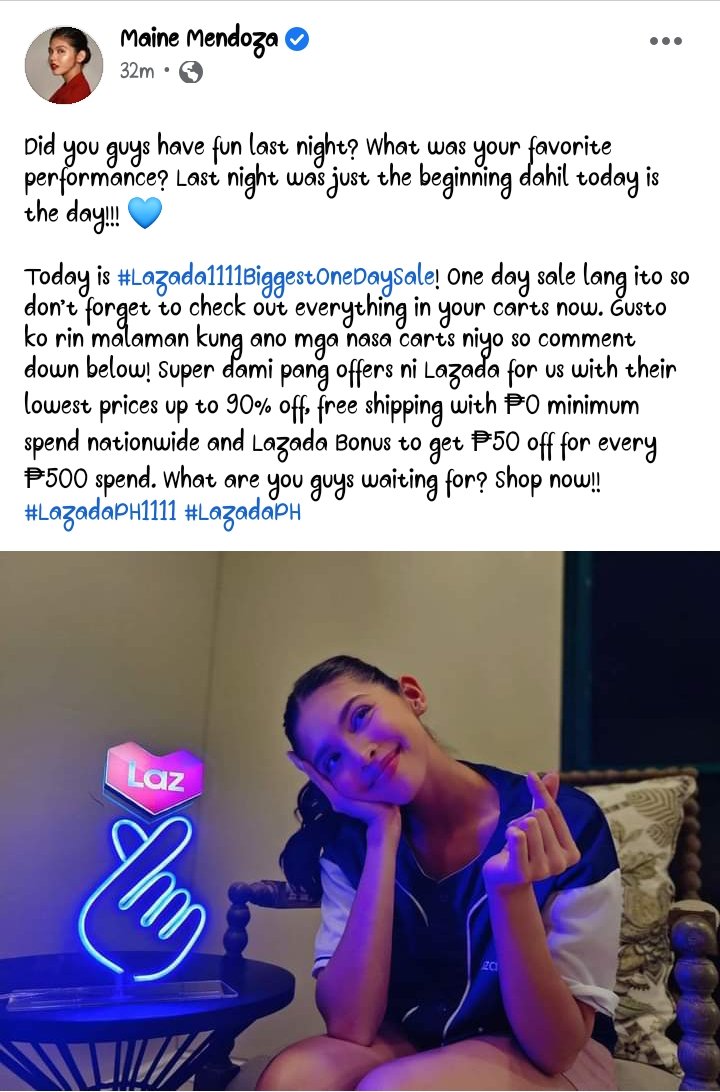 Maine's Facebook Post ✨ 
#LazadaxMaine #MaineForLazada 

MAINExLazLive ForCETAPHIL 
<a href="/mainedcm/">Maine Mendoza</a> |#MaineMendoza
