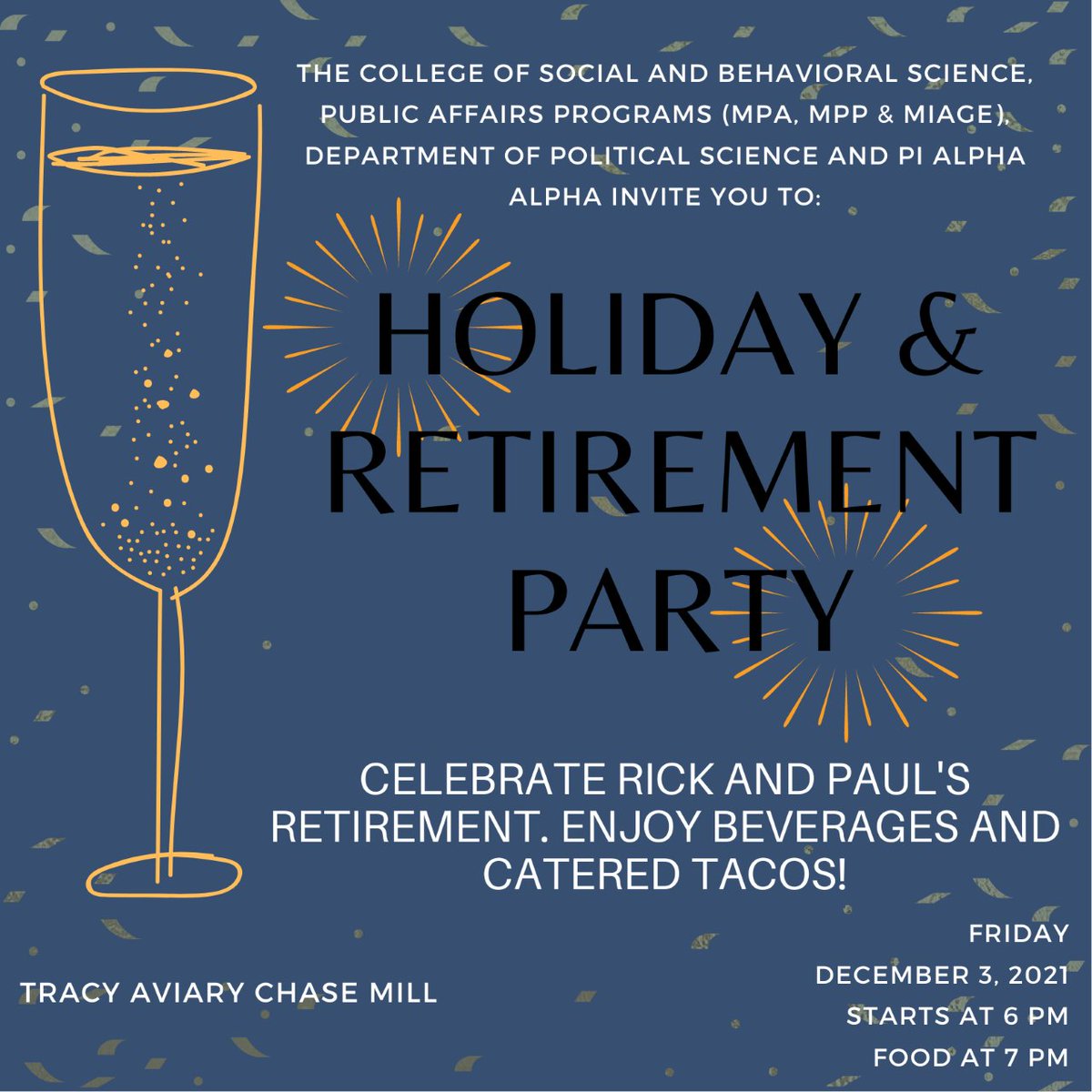 UtahPAA's tweet photo. This year's Pi Alpha Alpha Winter Social will look a bit different - please join us on December 3rd at 6:00 PM at the Tracy Aviary Chase Mill for a Holiday and Retirement Party for Rick Green and Paul Morris! https://t.co/WCQMcCFjVW