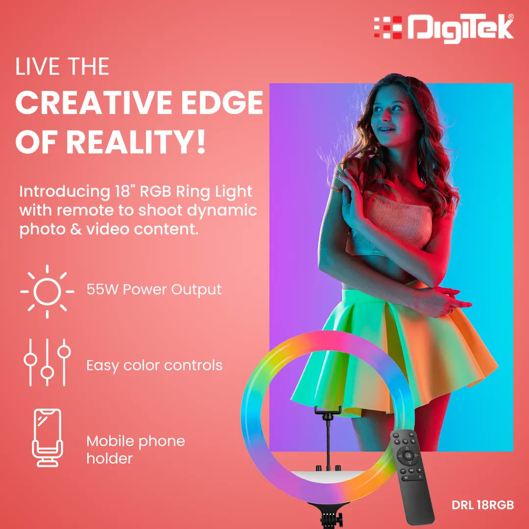 DigitekOfficial's tweet photo. Introducing 18" RGB Ring Light with remote controller for professional video & photo shoots.
Shop : https://t.co/eTXmuTLxuy
#Digitek #digitekringlight #ringlight #bestringlight #rgbringlight #digiteklight #digitekrgblight #digitekrgbringlight #digitekvideolight #videolight https://t.co/WfbGvThyw0