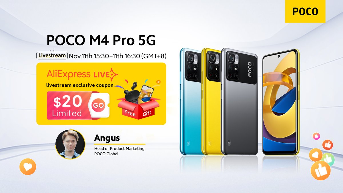 anguskhng's tweet photo. In just 3 hours we will be hosting another livestream on AliExpress

Come join us here! We will have livestream coupon available and giveaways！

#POCOM4Pro5G #PowerUpYourFun https://t.co/VLZOwPeBG9