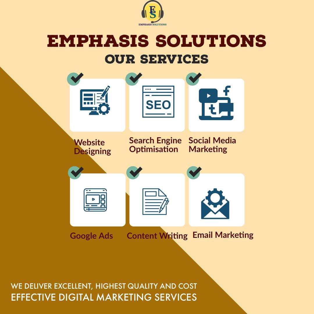 EmphasisSoluti1's tweet photo. As a digital marketing company, Emphasis Solutions provides services like Website development, Search Engine Optimization, Social media marketing, Email marketing, Content marketing, Google ads and many more. We can help your business to grow. Contact us for more information. https://t.co/VCmRyD66Gf