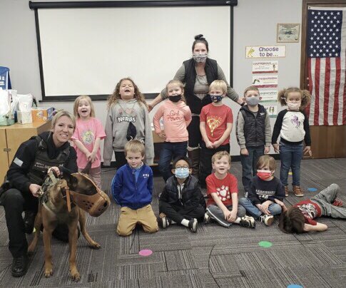 Checque and I had the pleasure of speaking to this pre school class about how Checque uses his “eyes and ears and mouth and nose” to do his job as a police dog. His favorite part was all the pets he got from everyone.