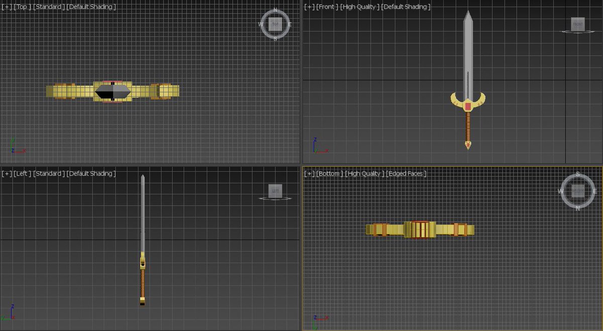 Kasuke416's tweet photo. This is the third assignment for 3D Modeling and Animation where I make a sword by using image reference. I decided to make the Marth's Falchion sword from Fire Emblem. #3dsMax #FireEmblem #GameDev https://t.co/1R8LsKYRXs
