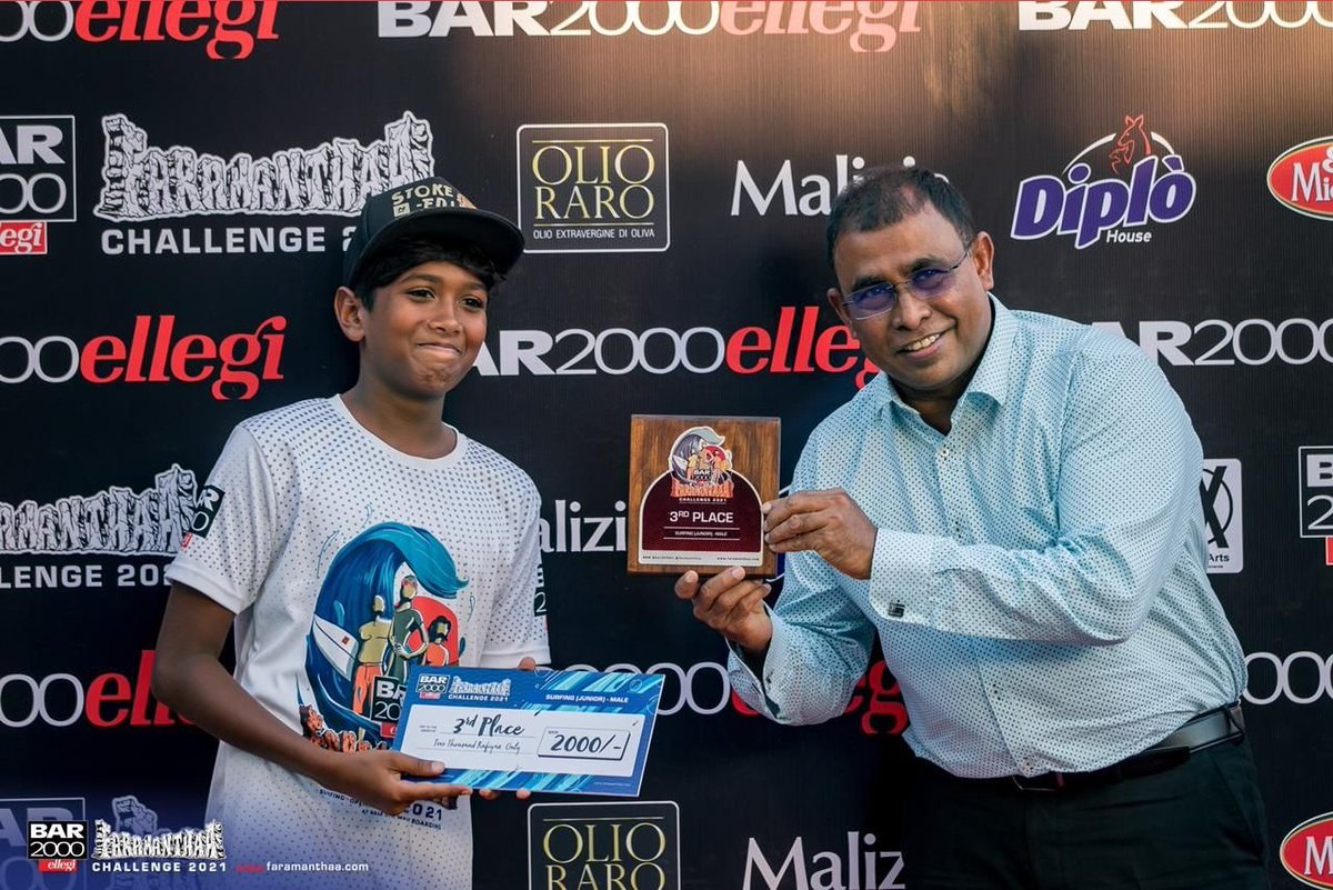 Mausoom_Maus's tweet photo. Congratulations to 1st, 2nd, 3rd &amp; 4th Place Winners of #Bar2000 #FARAMANTHA Challenge 2021 Junior Surfers and ALL the Winners of Other  Challenges. Best wishes  to all the participants. Congratulations organisers and Support Teams ... a superb event.
#Maldives #Watersports https://t.co/tmmRppyrT3