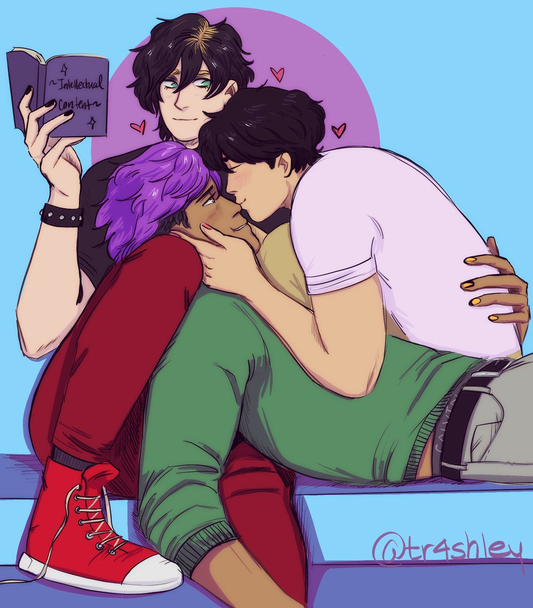 tr4shley's tweet photo. #ShorterWongWeek day 4: polyamory 💕 feat. @midnitedraws and I’s HS AU 🥺 #shorasheiji https://t.co/l2cQdc9sjN