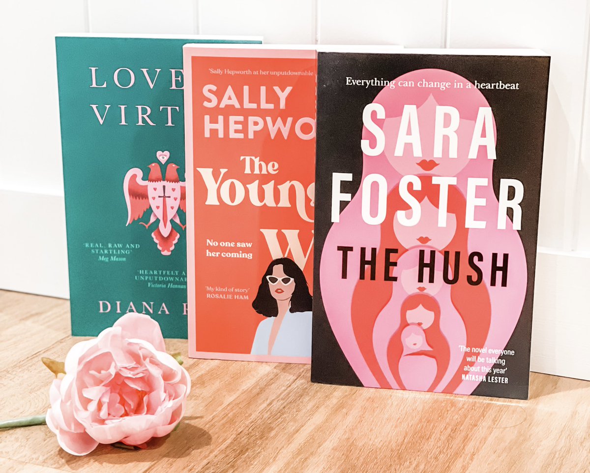 Look at these amazing covers! I could not fight them, they had to come home with me 💕 The Hush @SaraJFoster @HarperCollinsAU | The Younger Wife @SallyHepworth @MacmillanAus | Love & Virtue @ultimopress | #books #WritingCommunity