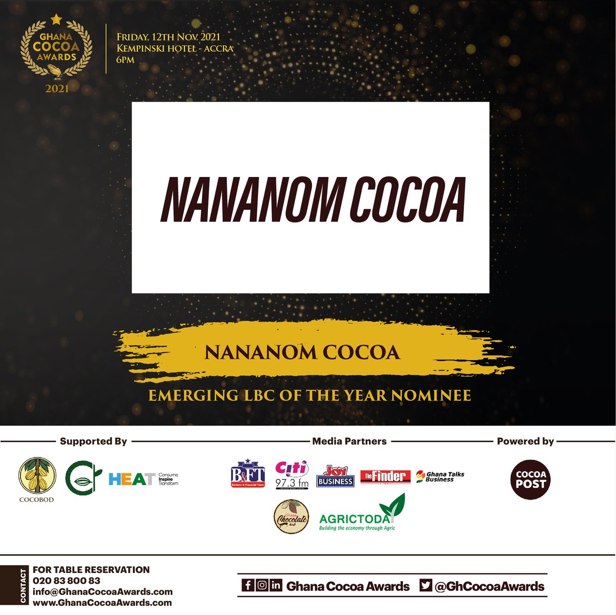 GhCocoaDinner's tweet photo. The 2021 nominees for Emerging LBC of the Year are...

#GCA2021 #GhanaCocoaAwards https://t.co/Hldg46IUne
