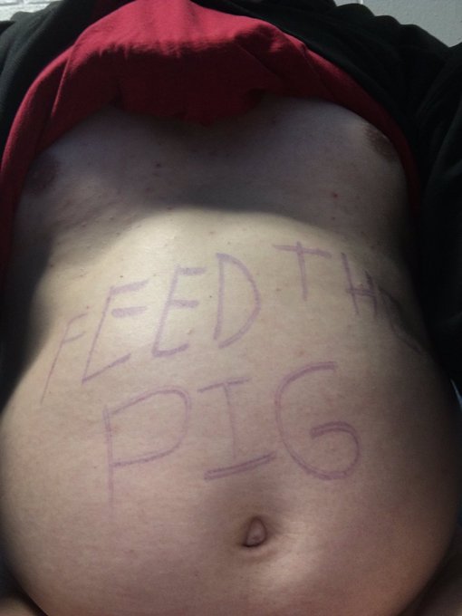 Was made to write on my belly last night didn&rsquo;t wash it off so I can wear it all day at work #piggy #pigbottom<a href="/tag/piggy"class="tags"><span>#piggy</span></a><a href="/tag/chaturbate"class="tags"><span>#chaturbate</span></a><a href="/tag/retweeetplease"class="tags"><span>#retweeetplease</span></a><a href="/tag/bellyfat"class="tags"><span>#bellyfat</span></a><a href="/tag/gainer"class="tags"><span>#gainer</span></a>