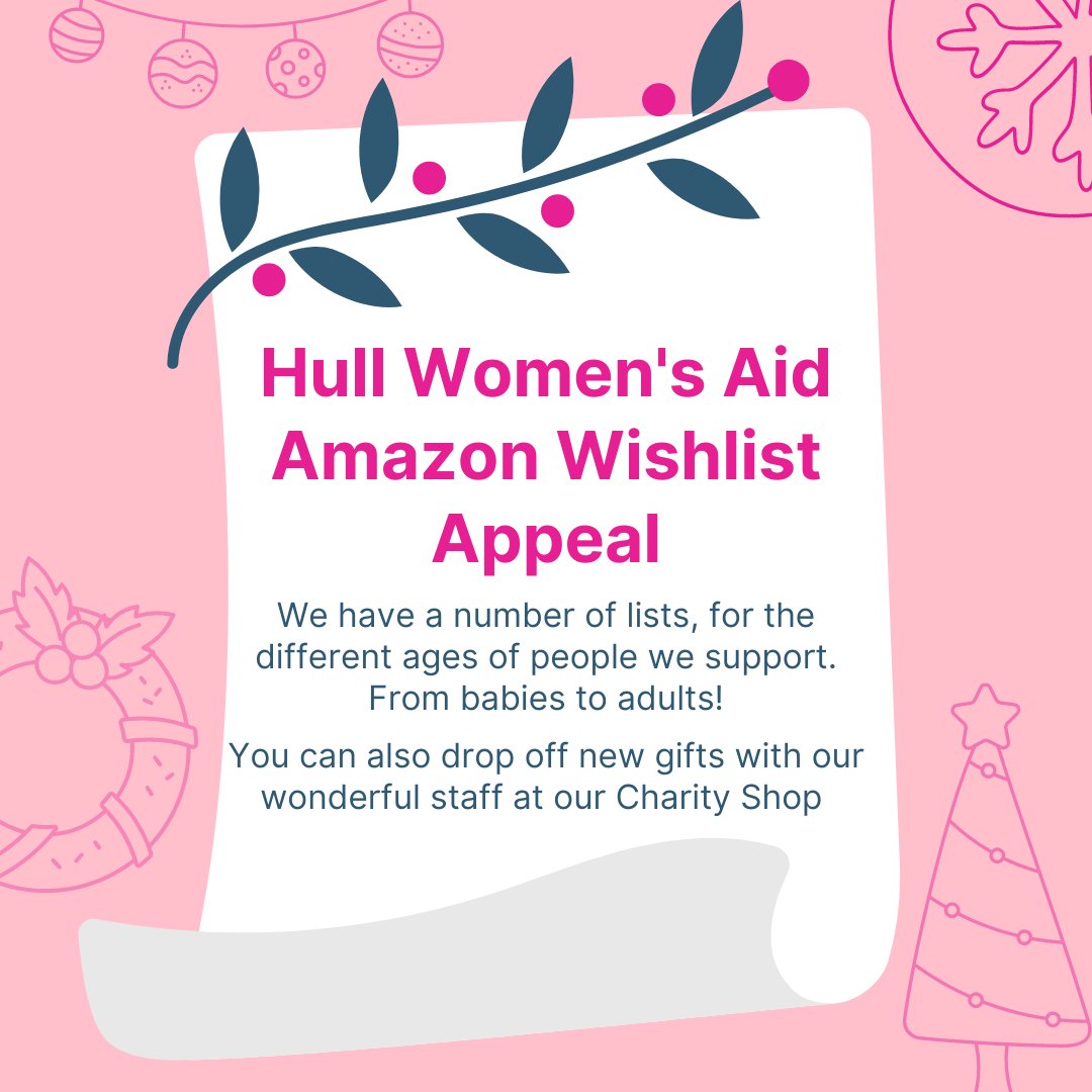 Hull Women's Aid Amazon Wishlist Appeal has officially launched!

We have two different lists available - please follow the links below to discover:

Women's List - amzn.eu/bKeGBWf
Children's list - amzn.eu/8h1F0AU

We are extremely grateful for any donations!