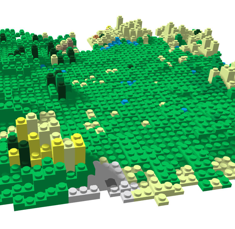 HeikkiVesanto's tweet photo. #30DayMapChallenge Day 11 "3D" - Lego Ireland

Created in #QGIS with QGIS2threejs.

Interactive: https://t.co/6nKNceVSAT

Elevation from SRTM and land use from CORINE. https://t.co/kpXPvHTDx7