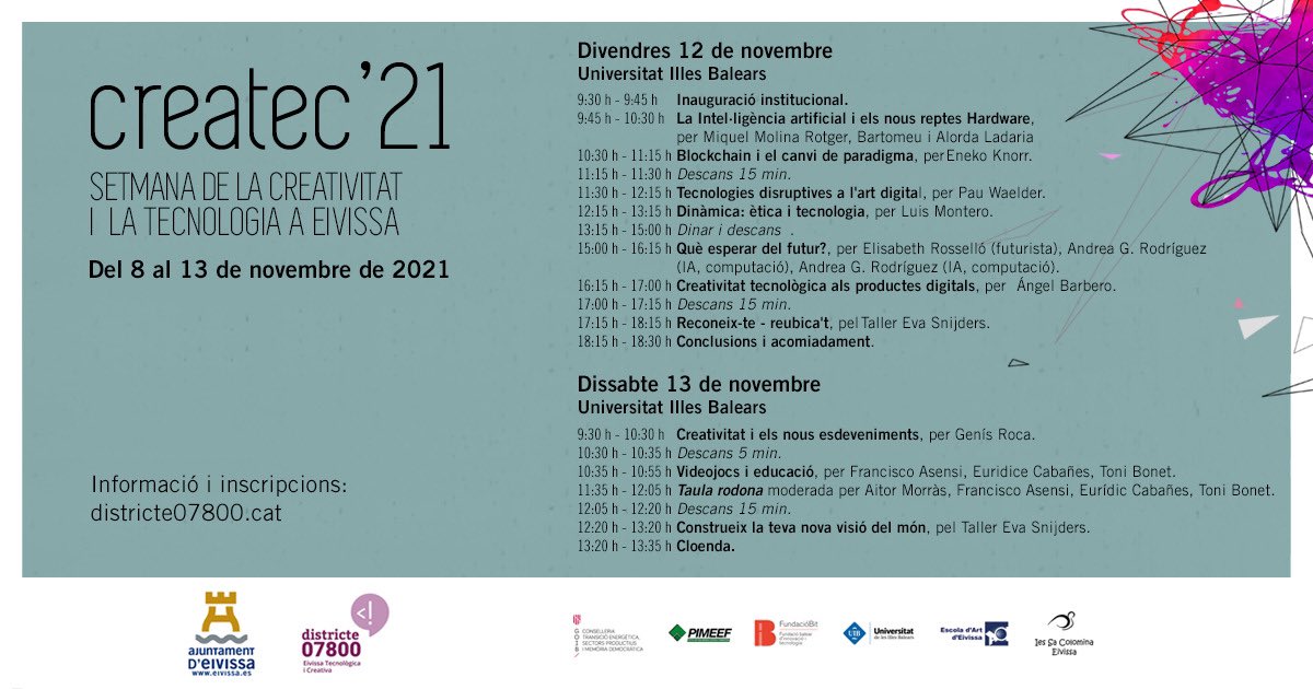 ajeivissa's tweet photo. 😍Ahir vam gaudir de l'art audiovisual en viu amb la mostra de #CreatecLUZE a Can Ventosa. 

👉Demà comencen les Jornades #Createc21 per a saber tot el necessari sobre tecnologia i creativitat.

📲Inscripcions gratuïtes a https://t.co/P5fcGMKvbe https://t.co/IwBn4tWnKN