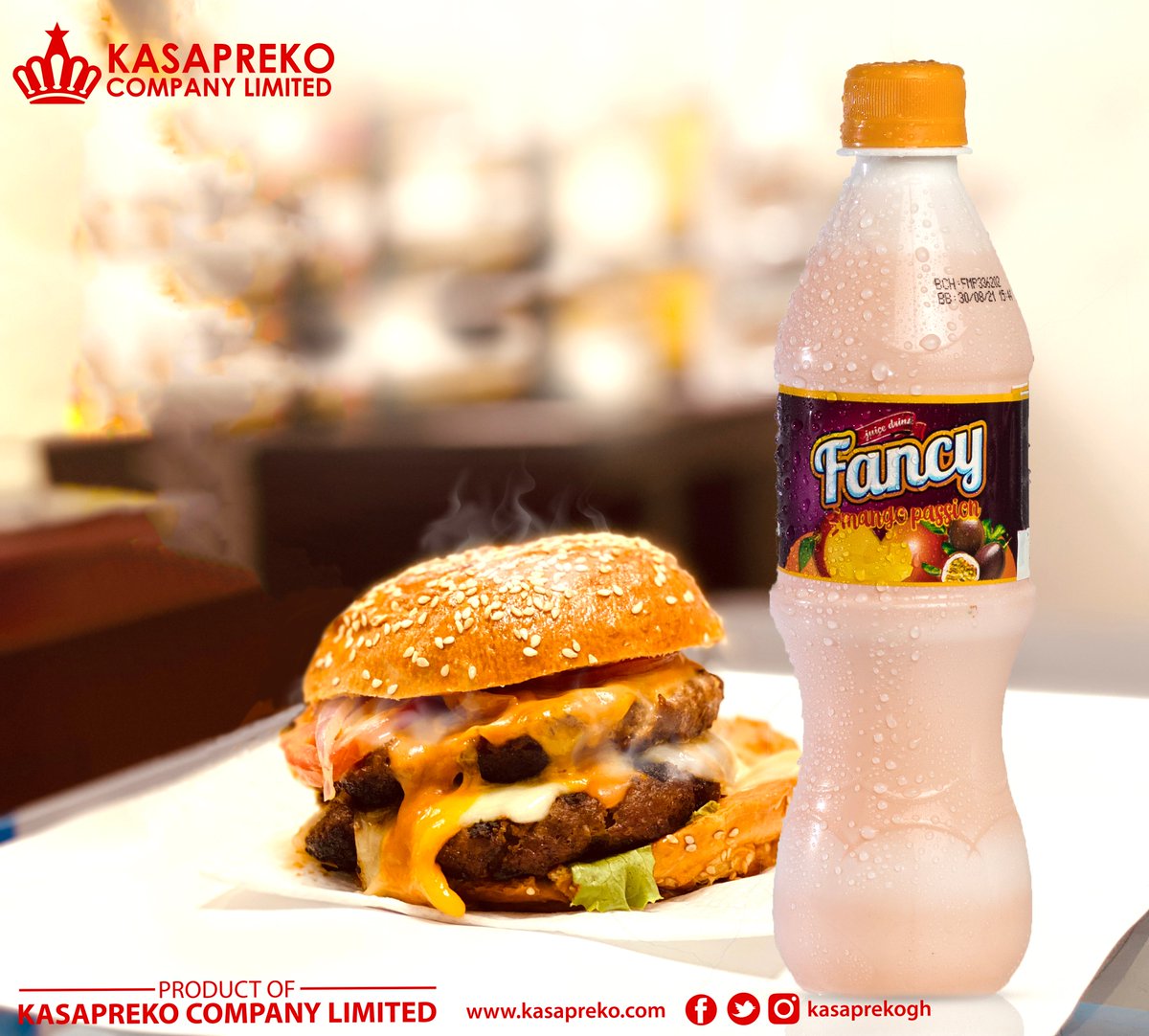 Kasaprekogh's tweet photo. Excellent breakfast is served!. 
Enjoy a bottle Fancy Juice Drink with your favourite burger or pastry. 
#Kasapreko #KingOfBeverages #FancyJuice https://t.co/j9CxMPW3Y2