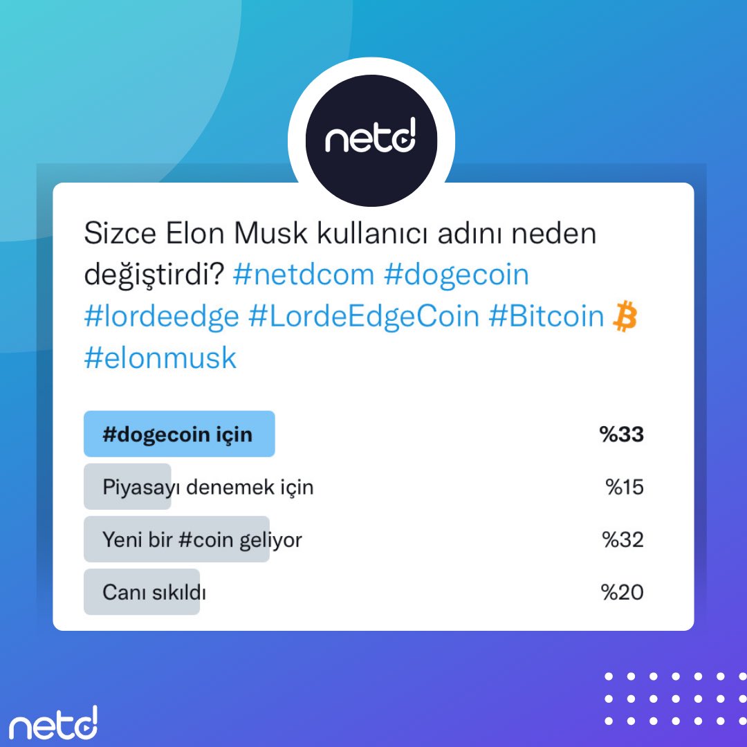 netdcom's tweet photo. Birbirinden eğlenceli ve güncel anketlerimize katılmak için #netdcom Twitter hesabını takipte kalın🥳✨#elonmusk #lordeedge #twitteranket #anket https://t.co/l0xLui3Y1w