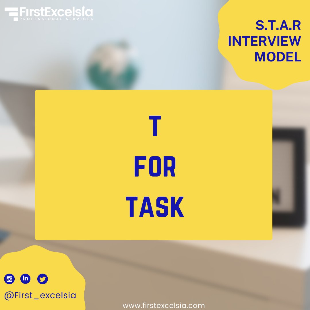 First_Excelsia's tweet image. After describing the situation, flow into the task(s) you were assigned in terms of your responsibilities and performance targets. 

If you were part of a team - clearly state your role in the team. 

#HRseries
#STARModel
#interviewstrategy
#fepsteam