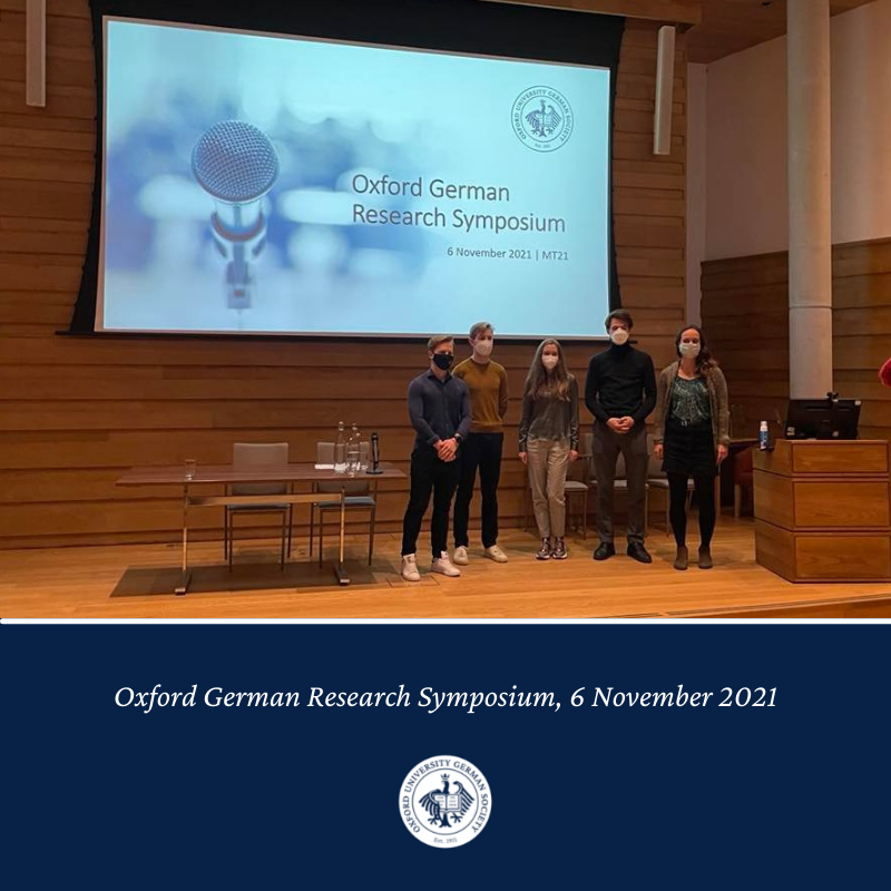 Last Saturday, 6 November, Konrad Kollnig, Lovisa Reiche, Max Marczinek, and Tina Christmann presented their current research projects at our Oxford German Research Symposium. We thank all of them for sharing their impressive work with us, and look forward to future events!