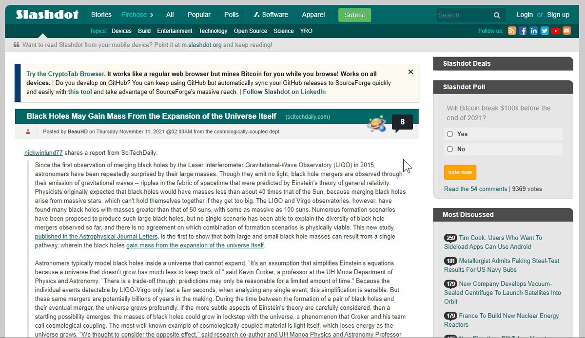 wilrahn's tweet image. My inner nerd loves that #Slashdot's design has remained unchanged since 2013.
But, it's kinda painful to see this property rapidly changing hands. The result is that none of the latest owners were able to improve the experience.