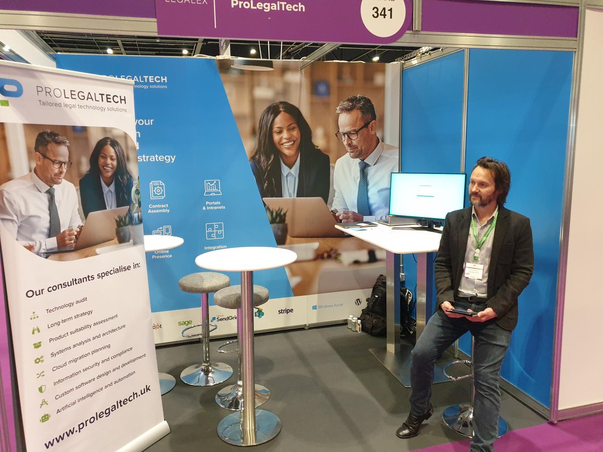ProLegalTechUK's tweet image. We&apos;re at @LegalexShow again today. Come and visit us at stand 341 to talk with us for independent advice on legal tech.