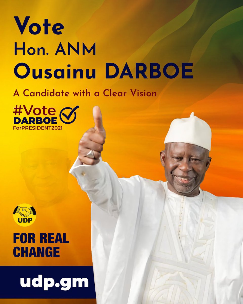 vote UDP. #change is #coming. <a href="/ODarboeOfficial/">Ousainu ANM Darboe</a> <a href="/OfficialUDPGmb/">United Democratic Party</a>