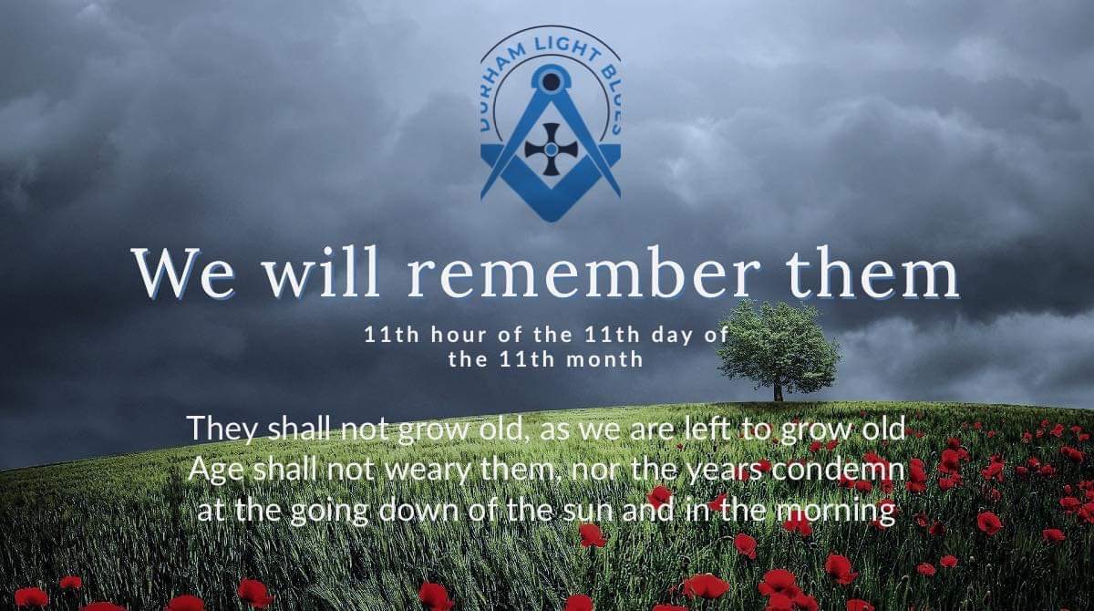 Today members of the Durham Light Blues will be commemorating Remembrance Day and on Sunday will be commemorating Remembrance Sunday at varying places around the province. 
#RemembranceDay #Freemasons