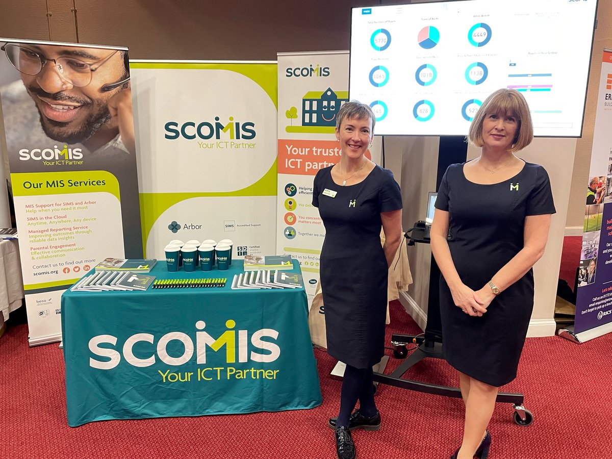 scomiseducation's tweet photo. We're all set up at the @OptimusEd #MATSummit! Come and say hello to Andrea and Tracey a to pick up a free goody bag and chat about Scomis' #MIS services & #ICT support, including our #ManagedReportingService
#oeMATs #SLTChat @k8greedy @ArborEdu @SIMS_ESS https://t.co/GjurOVSDER