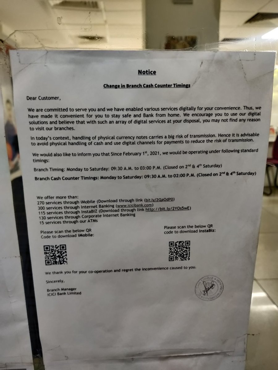 ranigupta13's tweet photo. Standard time for all branches should be there to avoid confusion among depositors. Having constant poor experience with @ICICIBank  some has cash transactions till 3pm and others till 2pm #eliminateconfusion
#betterservicetodepositors
#poorcustomerservice
#privatesectorservice https://t.co/2ythHgXjM4