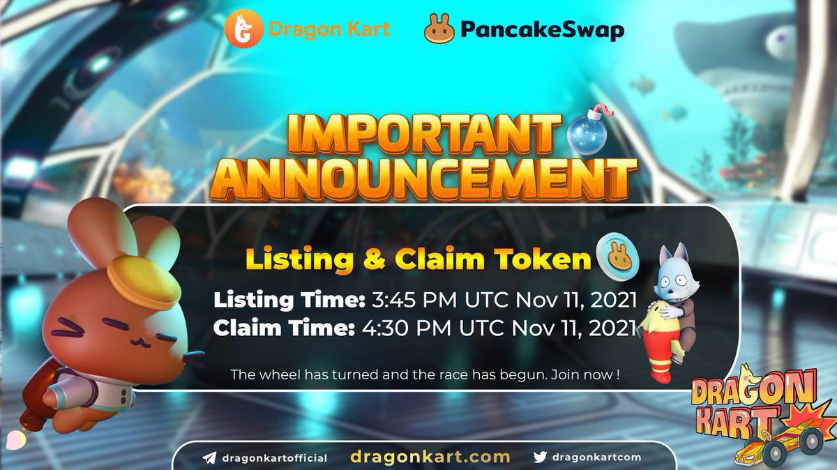 ‼️ IMPORTANT ANNOUNCEMENT ‼️

⏰ Listing PCS 👉 3:45 PM UTC - Nov 11, 2021

🚀 Claim Token 👉 4:30 PM UTC - Nov 11, 2021

📌 Please check our contract carefully
0x8bdd8dbcbdf0c066ca5f3286d33673aa7a553c10