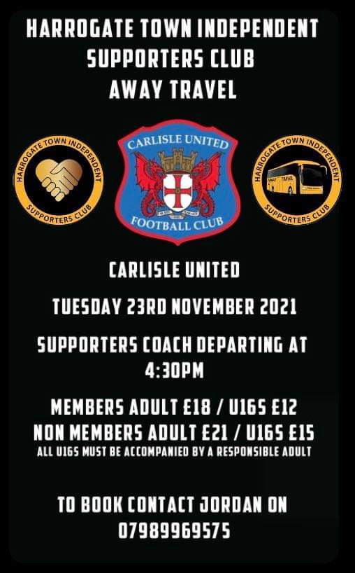 htafcawaytravel's tweet photo. Away travel information to Carlisle and Swindon.

Please contact Jordan on 07989969575 to book.

Thank you for your support.

🖤💛🖤💛 https://t.co/Se2zfnGm1Z