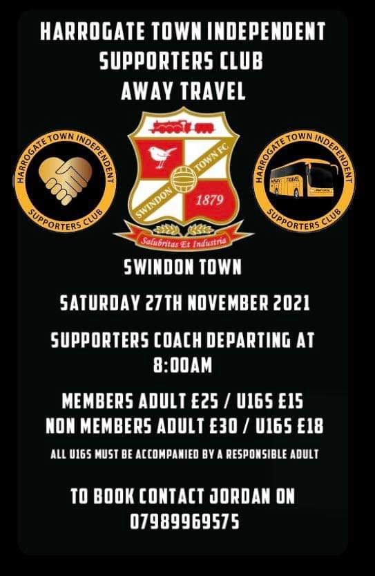 Away travel information to Carlisle and Swindon.

Please contact Jordan on 07989969575 to book.

Thank you for your support.

🖤💛🖤💛