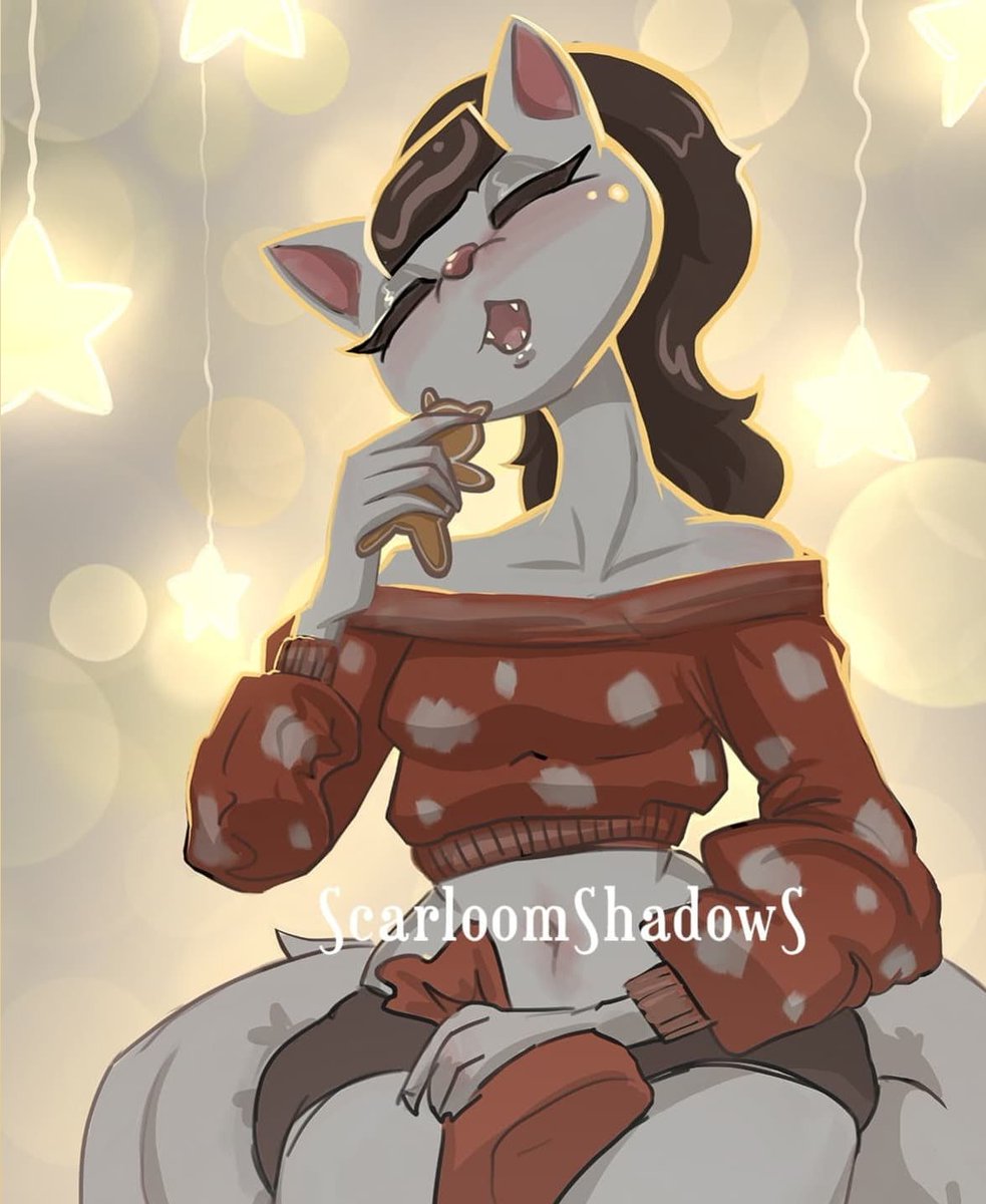 ScarloomShadowS's tweet photo. #christmascat 
nom nom nom...✨ Oops🤭
C.C (Christmas Cat) got to Gingerdeer🍪✨

Guess he didn't run as fast as he could✨🦌 Poor little guy...do you think we should bake another batch?

Art available on Redbubble ✨
#cat #catart #hiolidaycard #eatingcat https://t.co/k0aK11py7n
