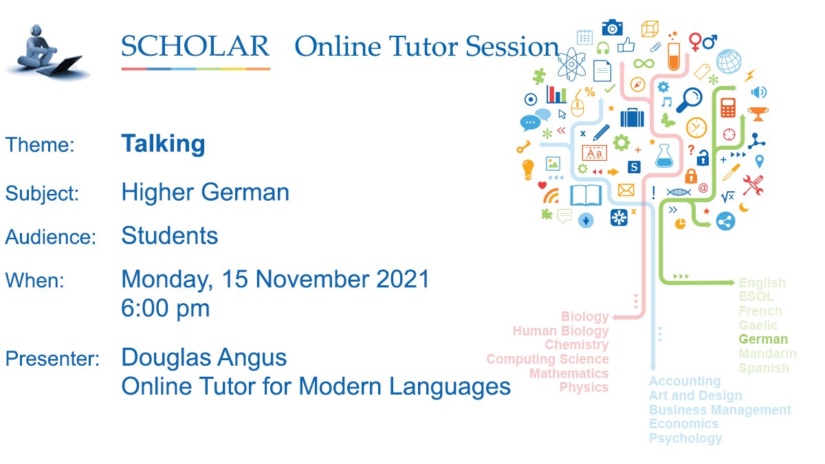 ScholarUK's tweet photo. Studying Higher German? Join our Online Tutor Session at 6:00 pm today, Monday 15 November https://t.co/A44D2Gw4vY
#HigherGerman https://t.co/dQ7tAnYmgs